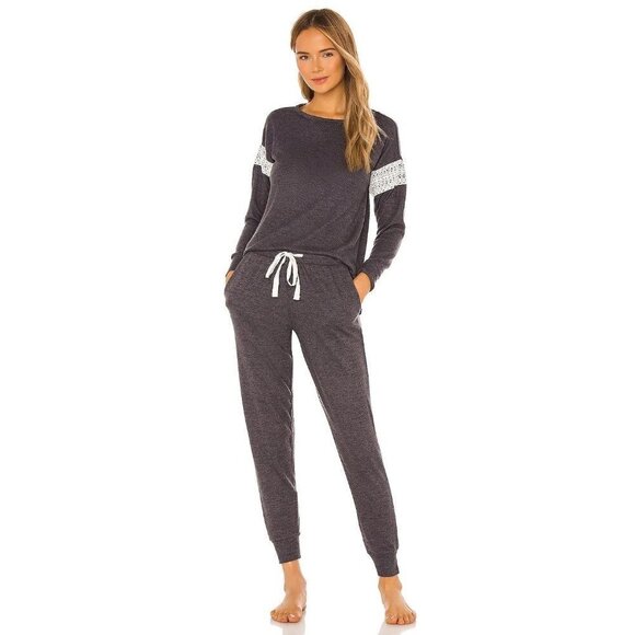 Flora Nikrooz Alexandra Long Sleeve PJ Set Dark Heather Gray Womens Size XS - Picture 1 of 11